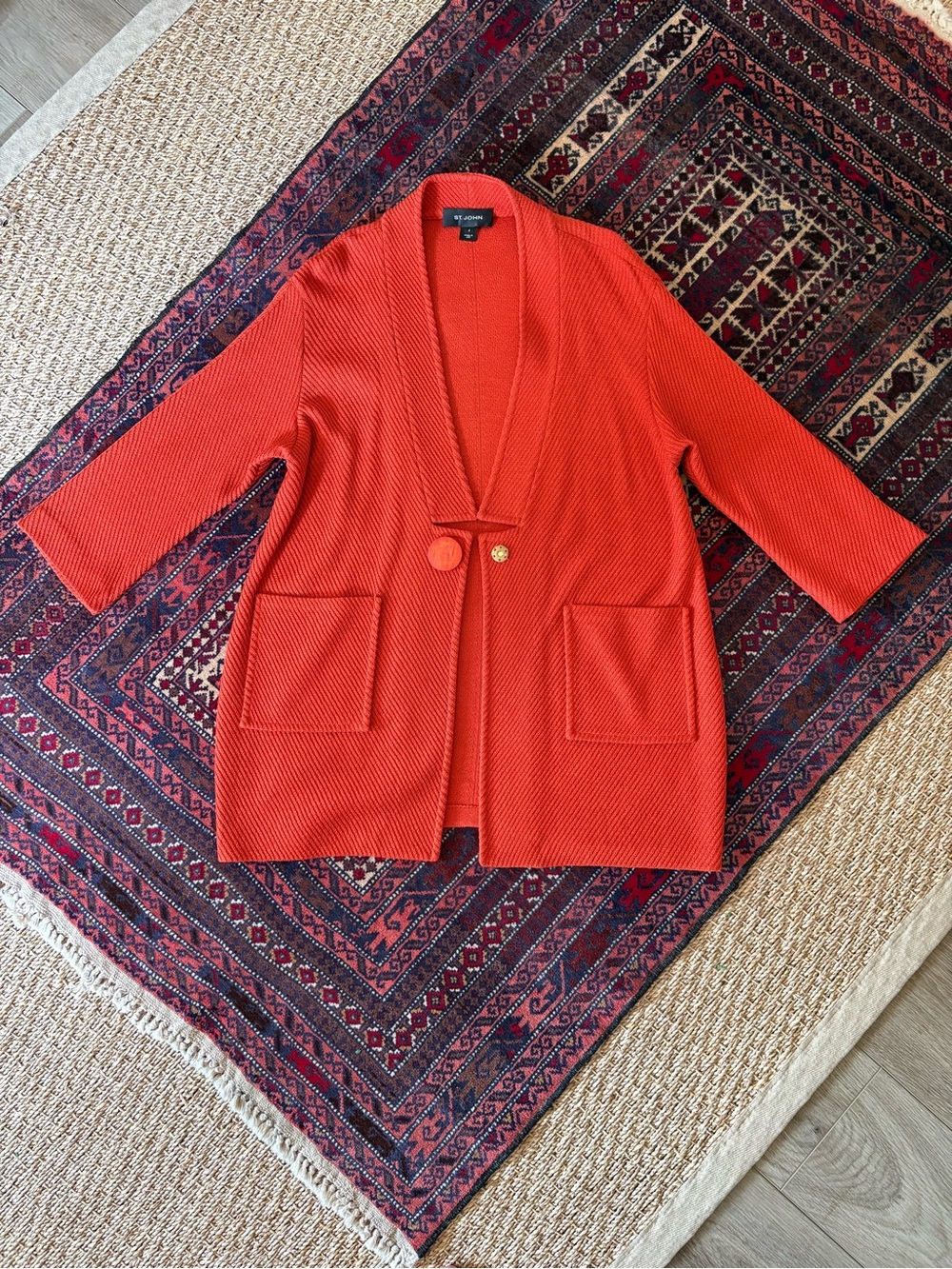 St. John Womens Orange Cardigan Sweater